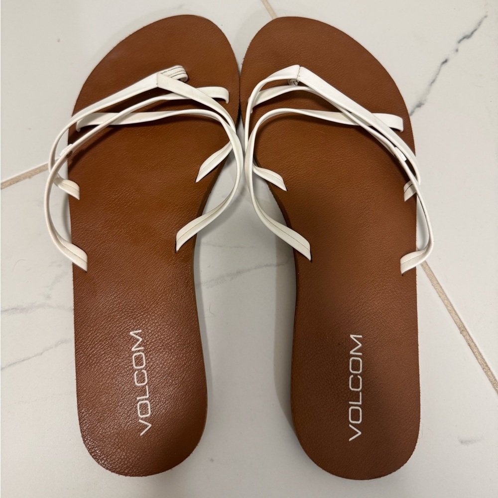 Volcom Women's Tan and White Strappy Sandals